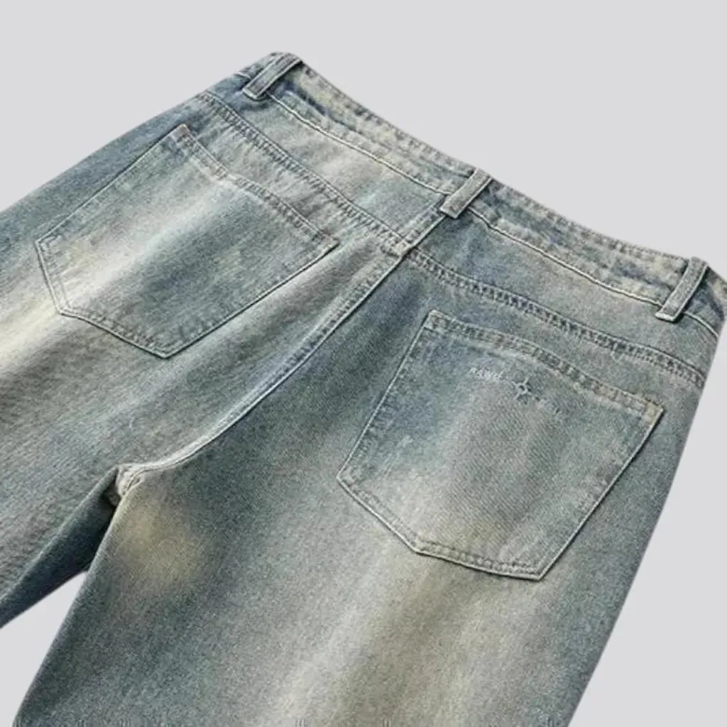 Light retro sanded jeans for men