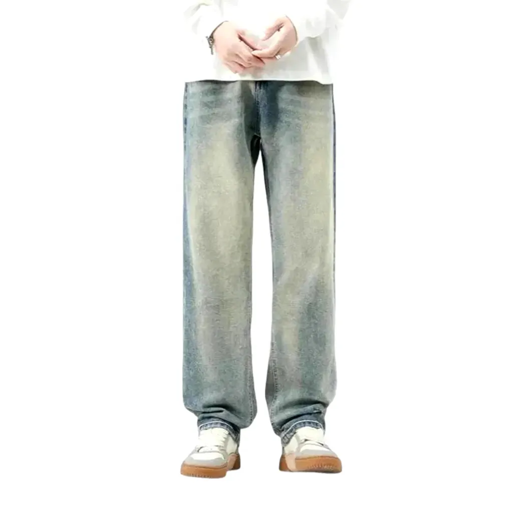 Light retro sanded jeans for men