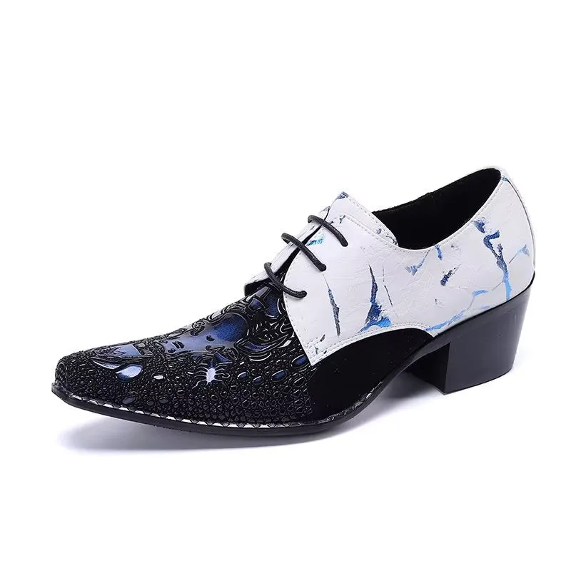 LuxeLeather Exotic-Pattern Smart Derby Dress Shoes