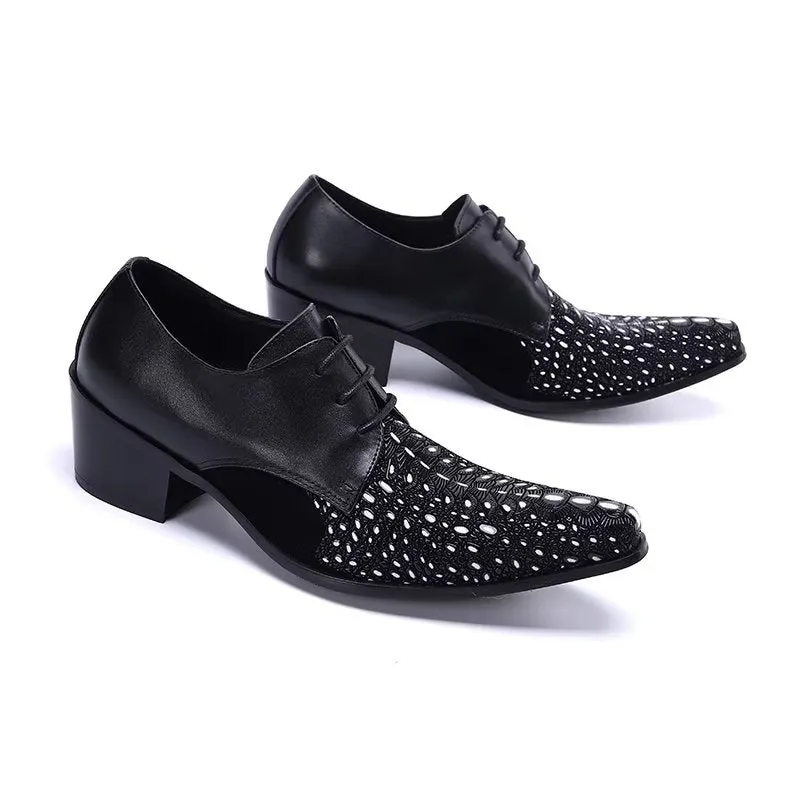 LuxeLeather Exotic-Pattern Smart Derby Dress Shoes