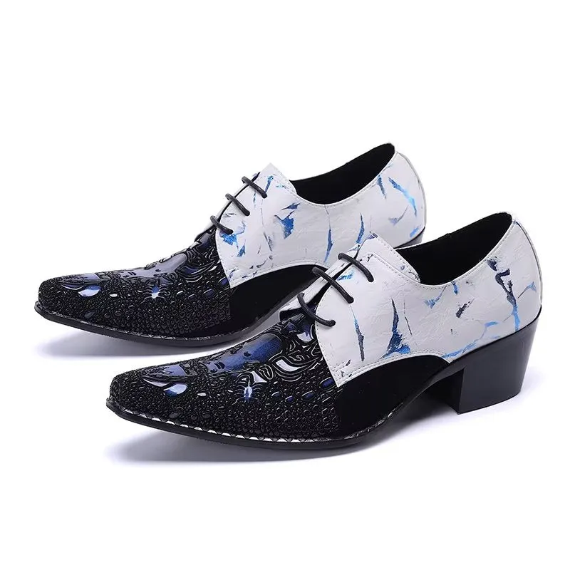 LuxeLeather Exotic-Pattern Smart Derby Dress Shoes