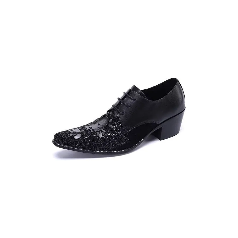 LuxeLeather Exotic-Pattern Smart Derby Dress Shoes