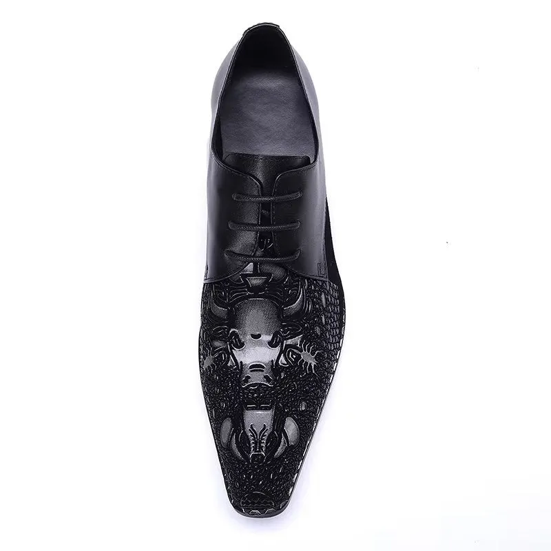 LuxeLeather Exotic-Pattern Smart Derby Dress Shoes