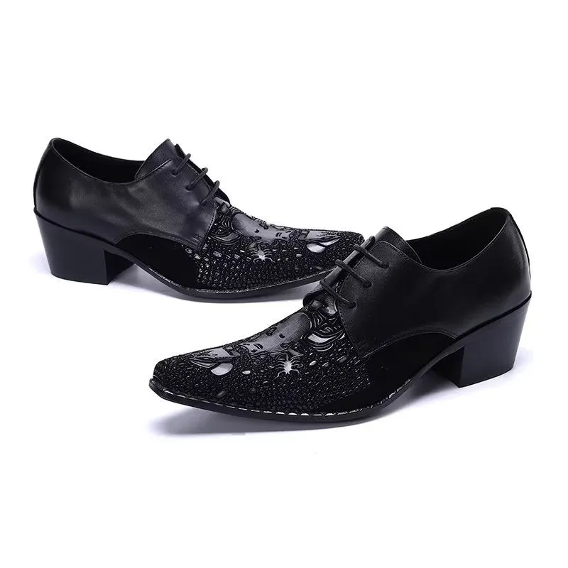 LuxeLeather Exotic-Pattern Smart Derby Dress Shoes