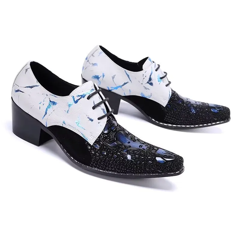 LuxeLeather Exotic-Pattern Smart Derby Dress Shoes