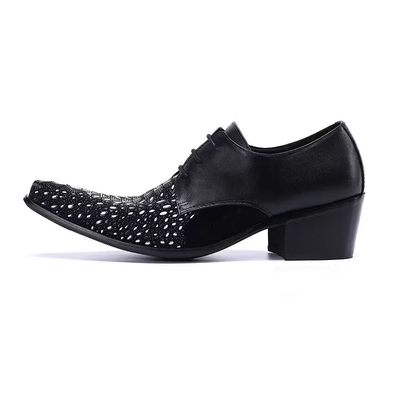 LuxeLeather Exotic-Pattern Smart Derby Dress Shoes