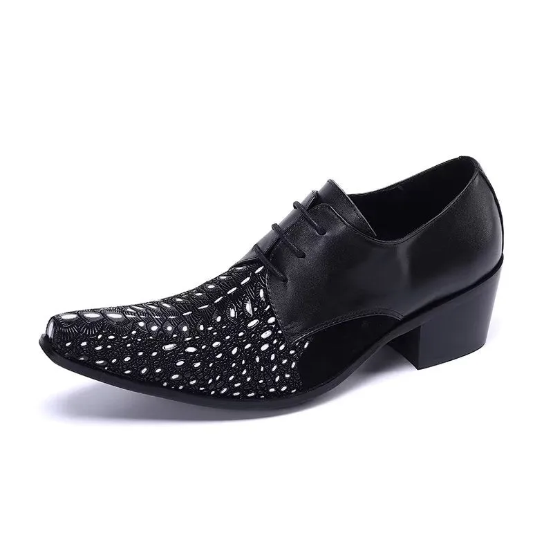 LuxeLeather Exotic-Pattern Smart Derby Dress Shoes