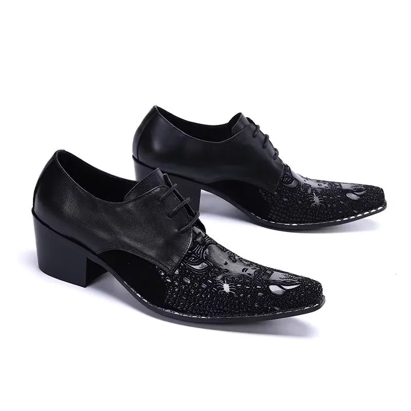 LuxeLeather Exotic-Pattern Smart Derby Dress Shoes