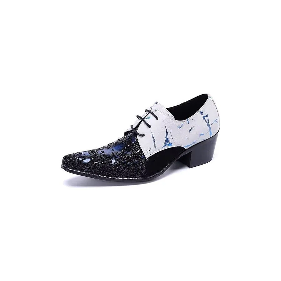 LuxeLeather Exotic-Pattern Smart Derby Dress Shoes