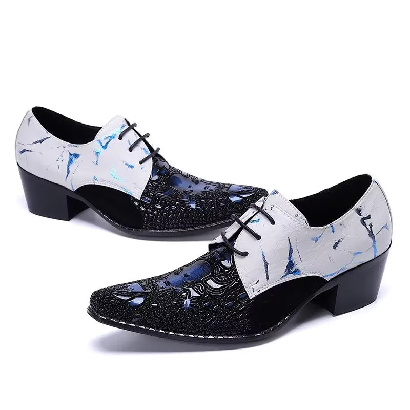 LuxeLeather Exotic-Pattern Smart Derby Dress Shoes