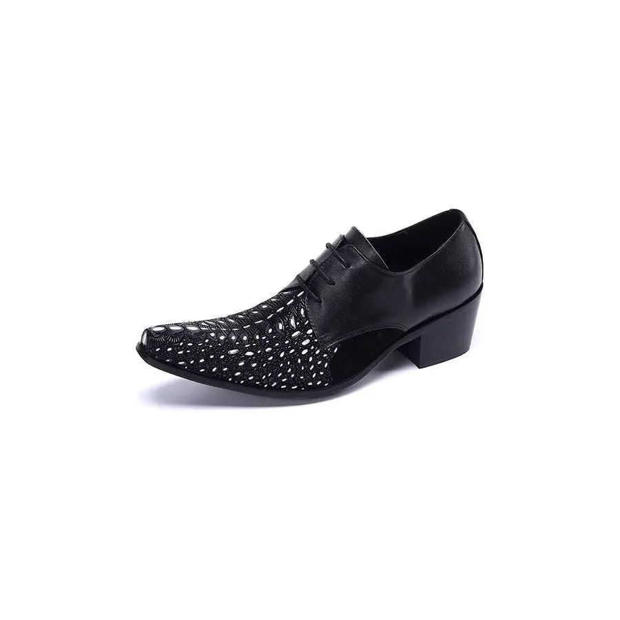 LuxeLeather Exotic-Pattern Smart Derby Dress Shoes