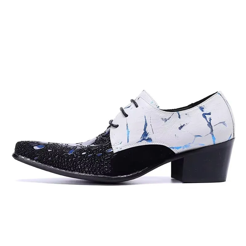 LuxeLeather Exotic-Pattern Smart Derby Dress Shoes