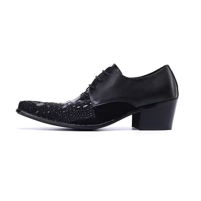 LuxeLeather Exotic-Pattern Smart Derby Dress Shoes