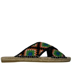 MACARENA BLACK PLAYA58 CROCHET FLAT