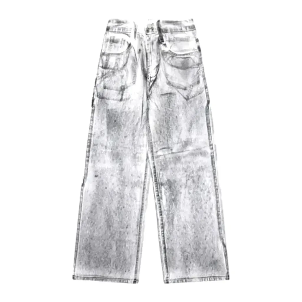 Medium rise painted men's jeans