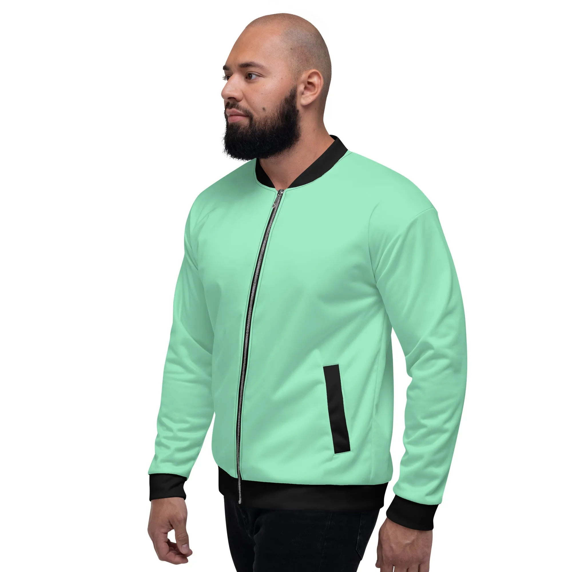 Mens Bomber Jacket, Seafoam Green