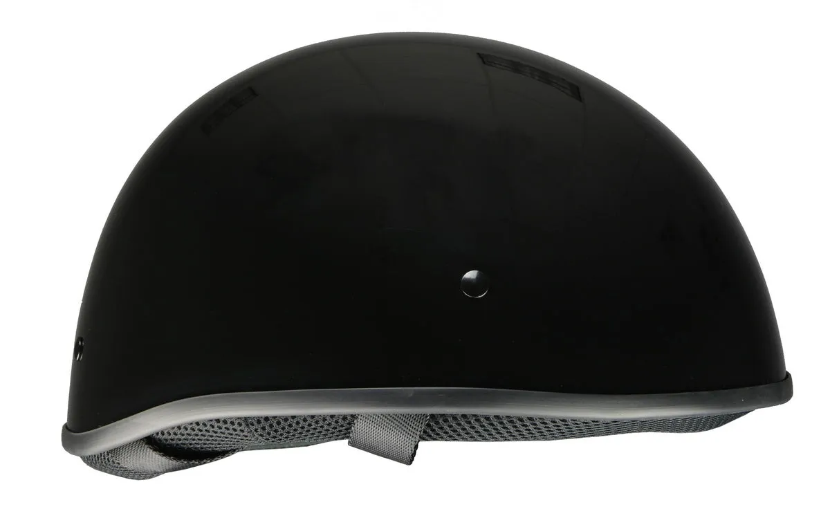 Milwaukee Helmets Bare Bones Glossy Black Half Motorcycle Helmet for Men and Women DOT Approved MPH9711DOT