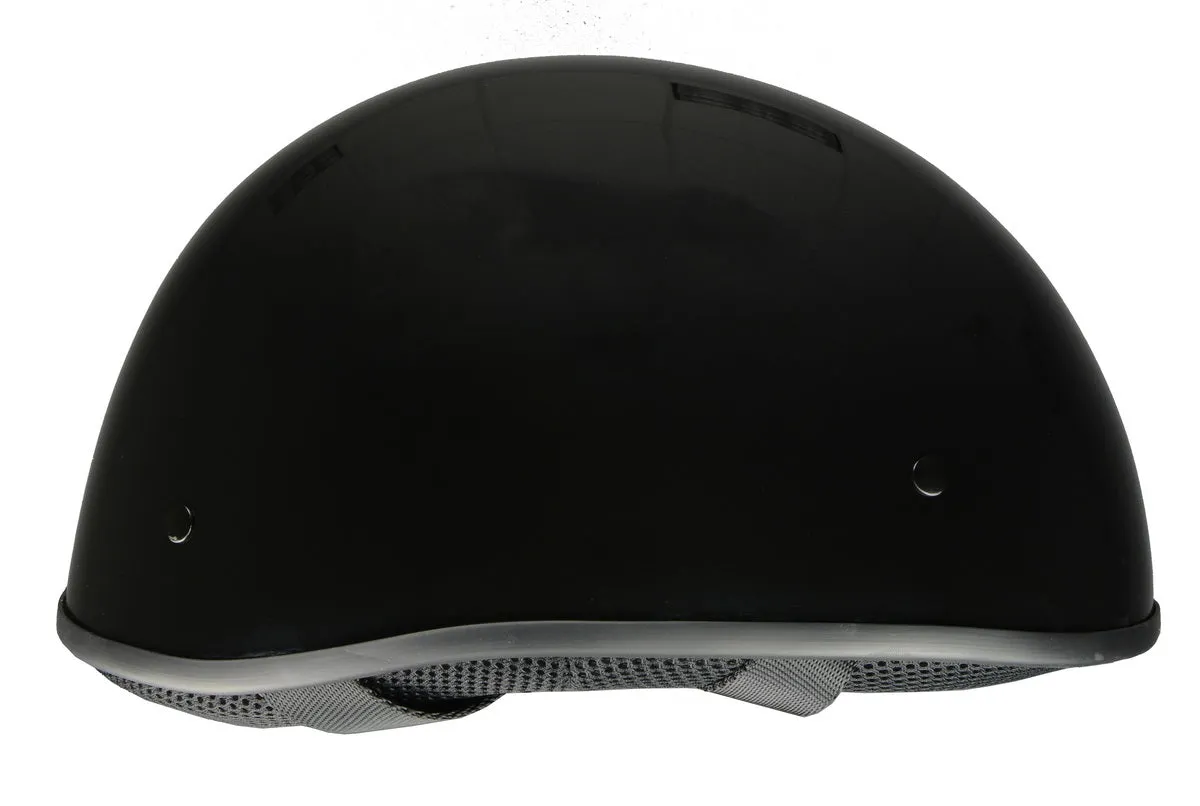 Milwaukee Helmets Bare Bones Glossy Black Half Motorcycle Helmet for Men and Women DOT Approved MPH9711DOT