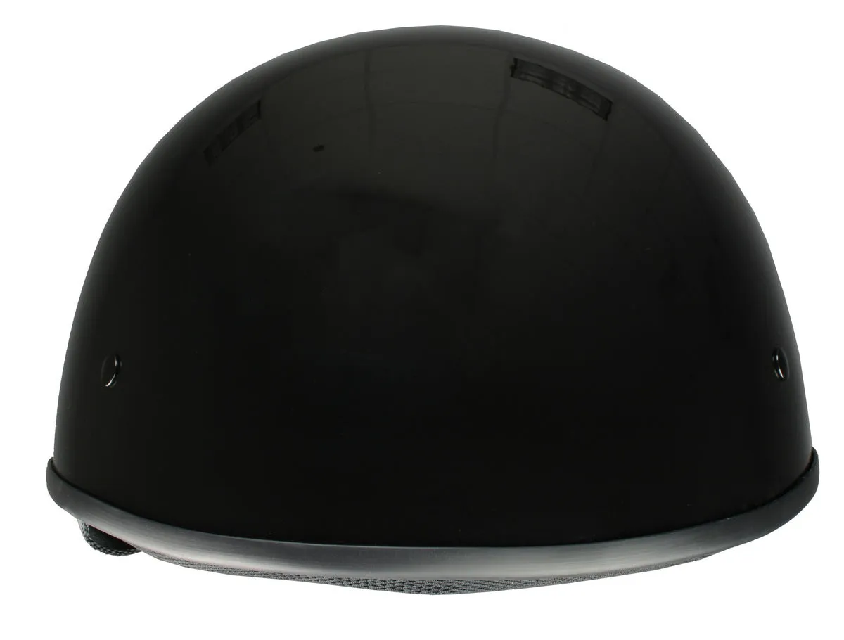 Milwaukee Helmets Bare Bones Glossy Black Half Motorcycle Helmet for Men and Women DOT Approved MPH9711DOT