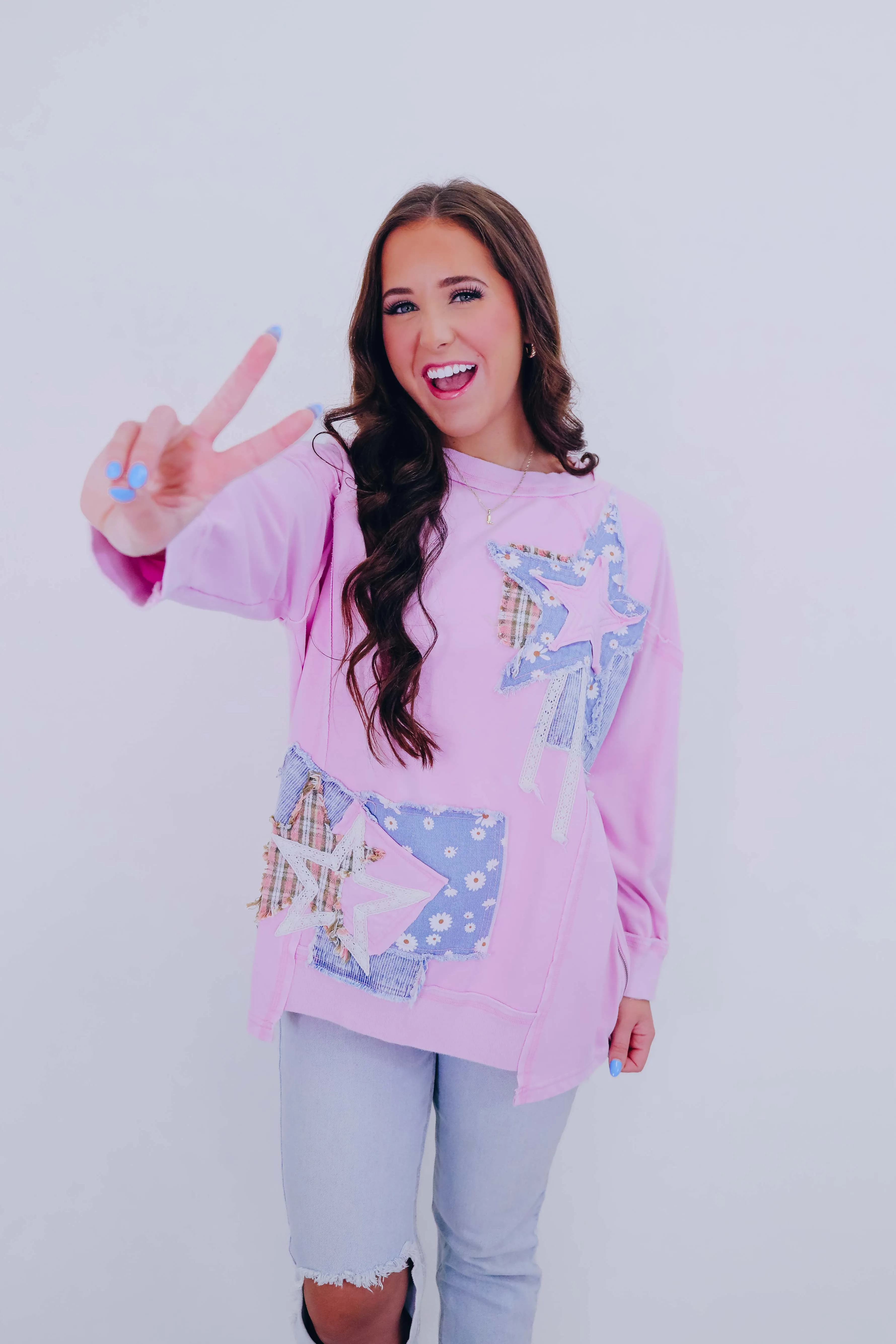 Mix It Up Star Patchwork Sweatshirt - 3 Colors