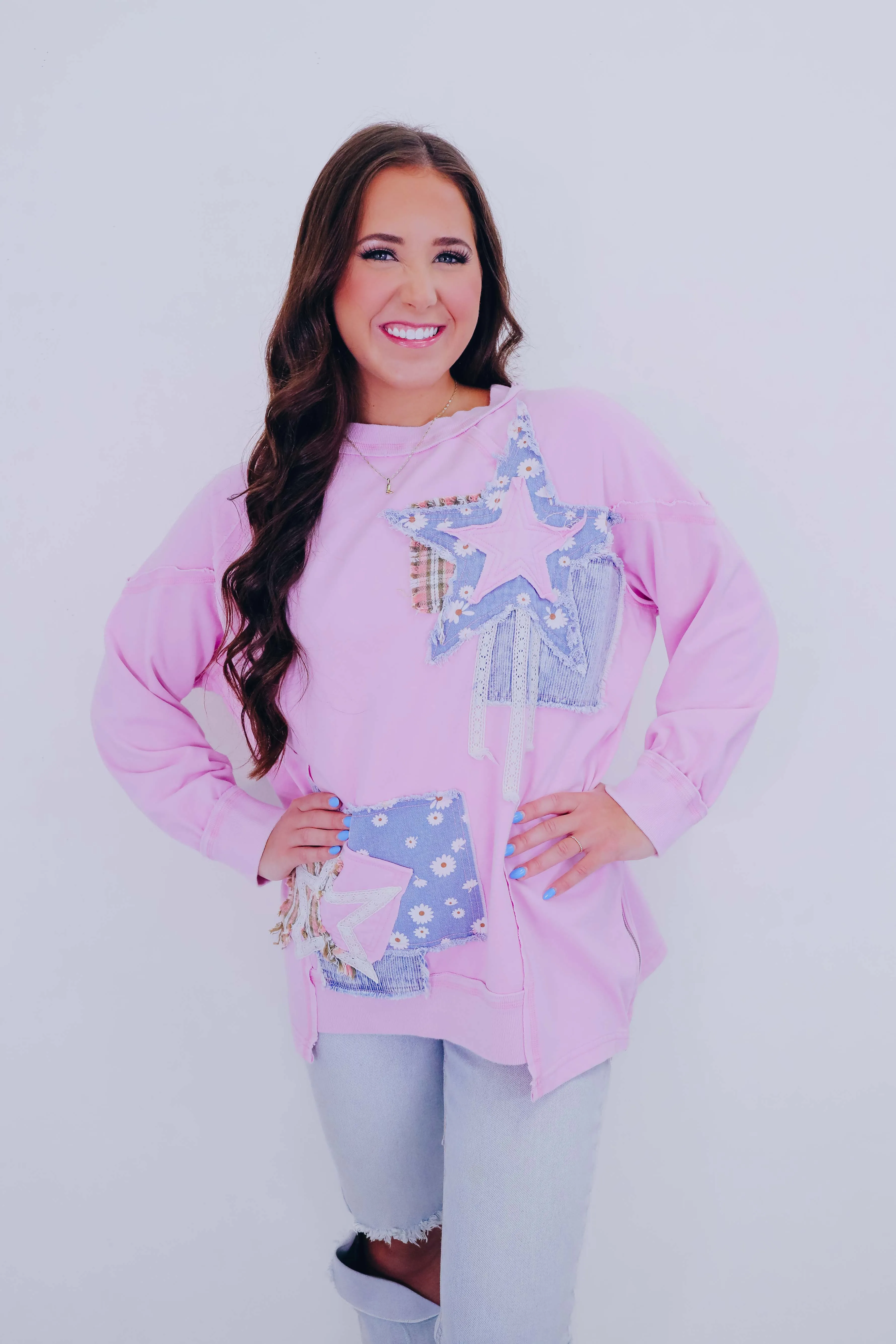 Mix It Up Star Patchwork Sweatshirt - 3 Colors