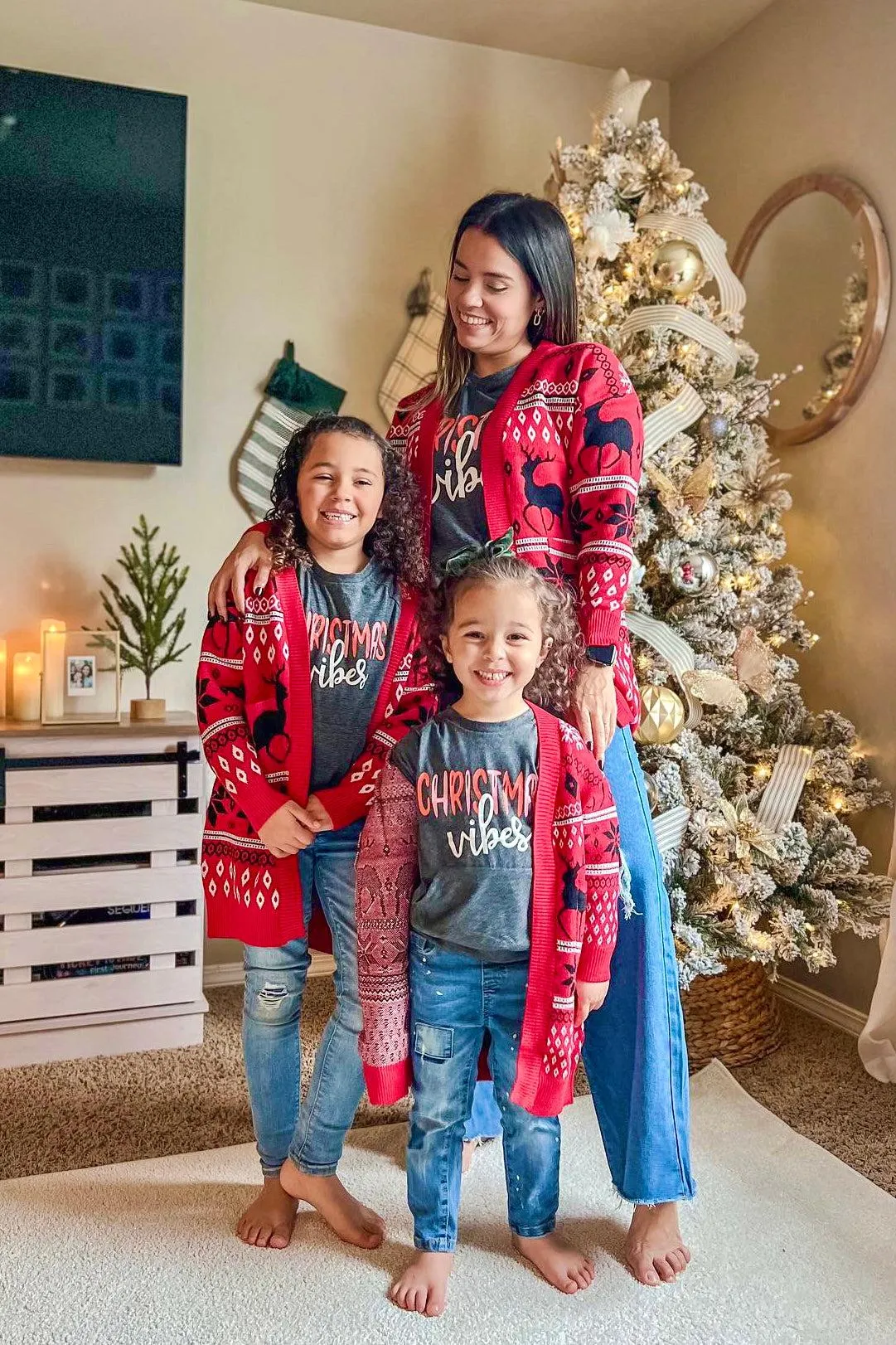 Mom & Me - Red Nordic Snowflake Cardigan