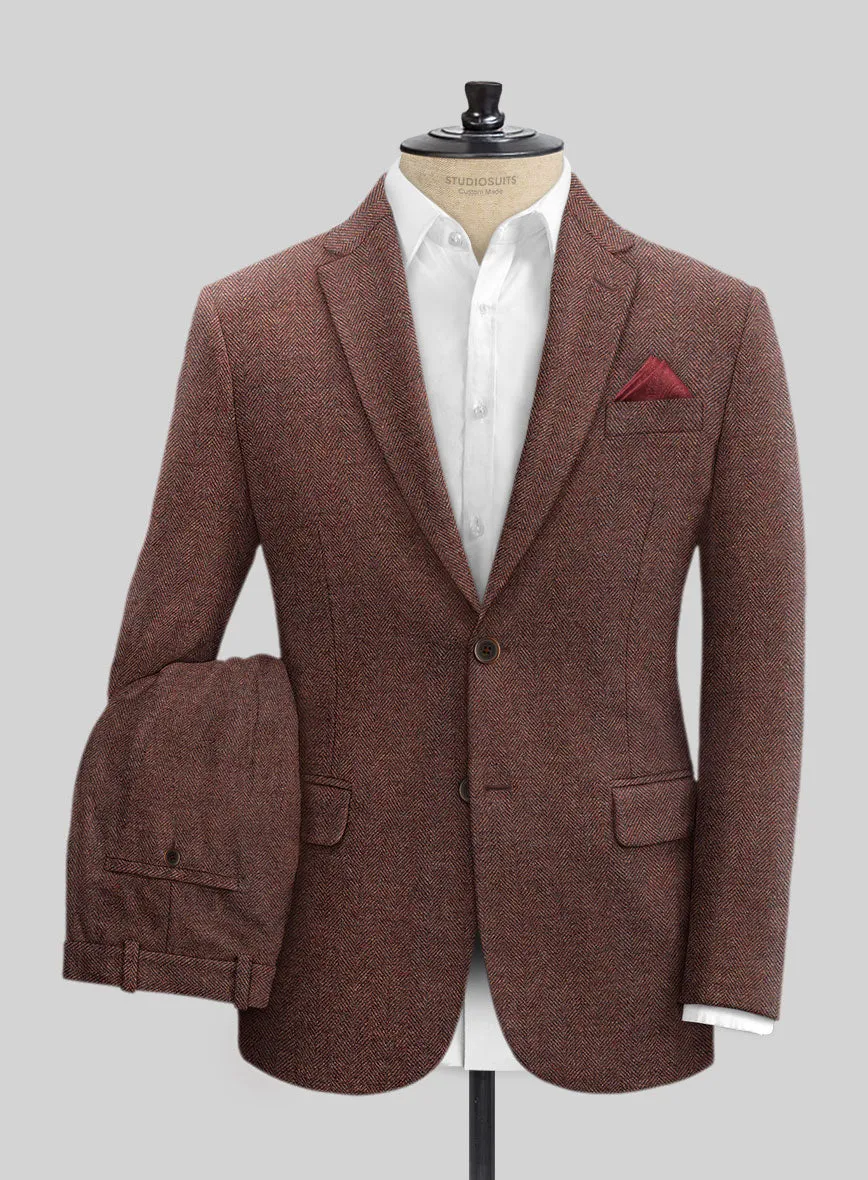 Mute Wine Herringbone Tweed Suit