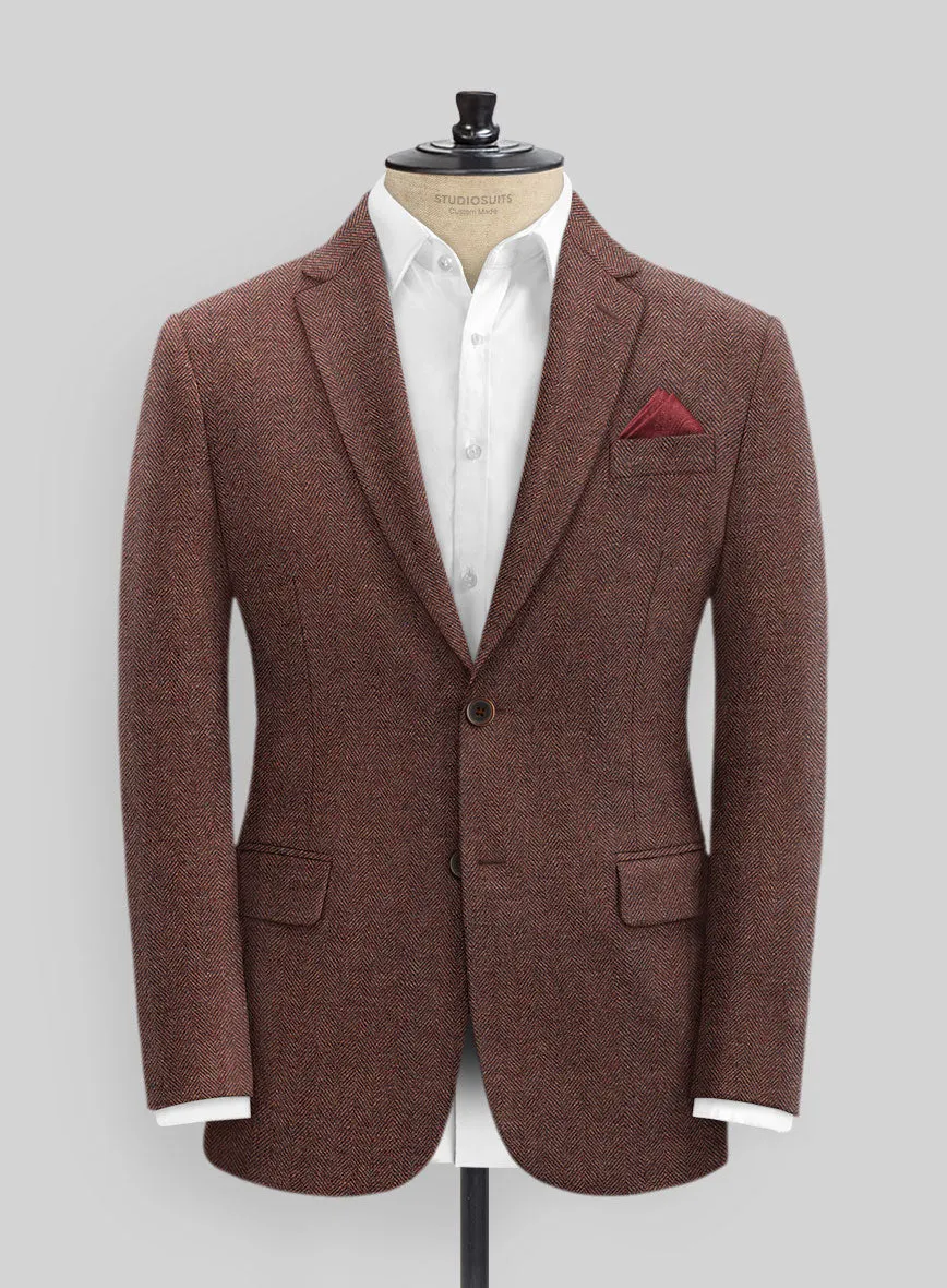 Mute Wine Herringbone Tweed Suit