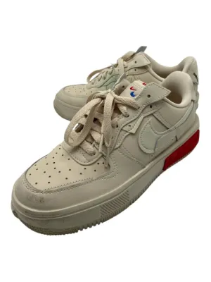 Nike Air Force 1 Shoe Size 7.5 Cream & Red Leather Platform Laces Sneakers