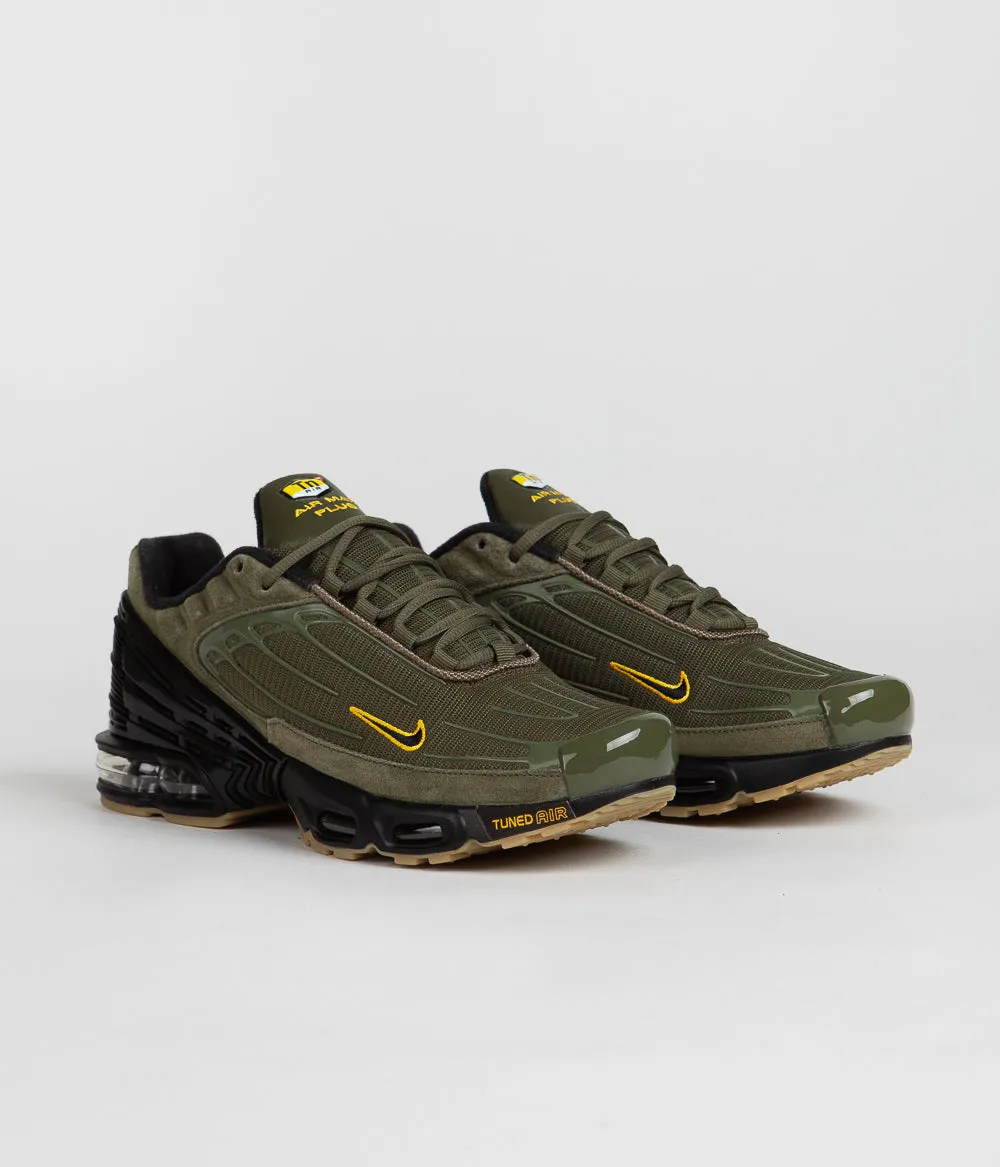 Nike Air Max Plus 3 Shoes - Medium Olive / Black - University Gold