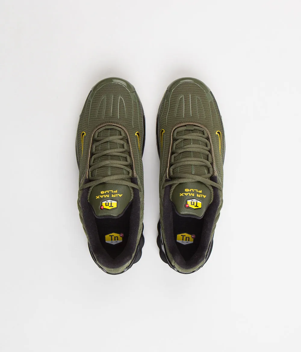 Nike Air Max Plus 3 Shoes - Medium Olive / Black - University Gold