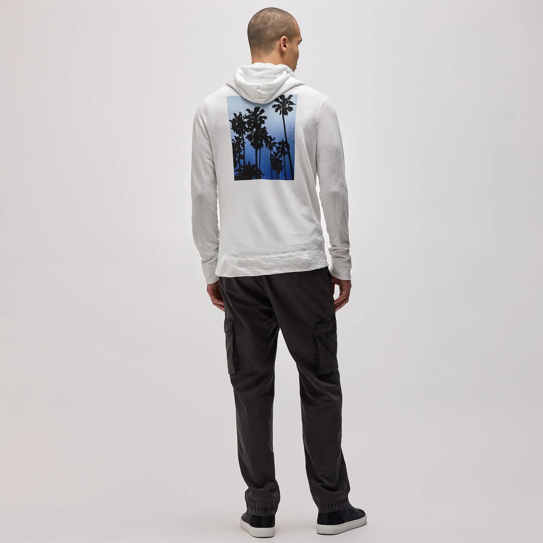 Ombrè Palms Graphic Hoodie - White/Blue