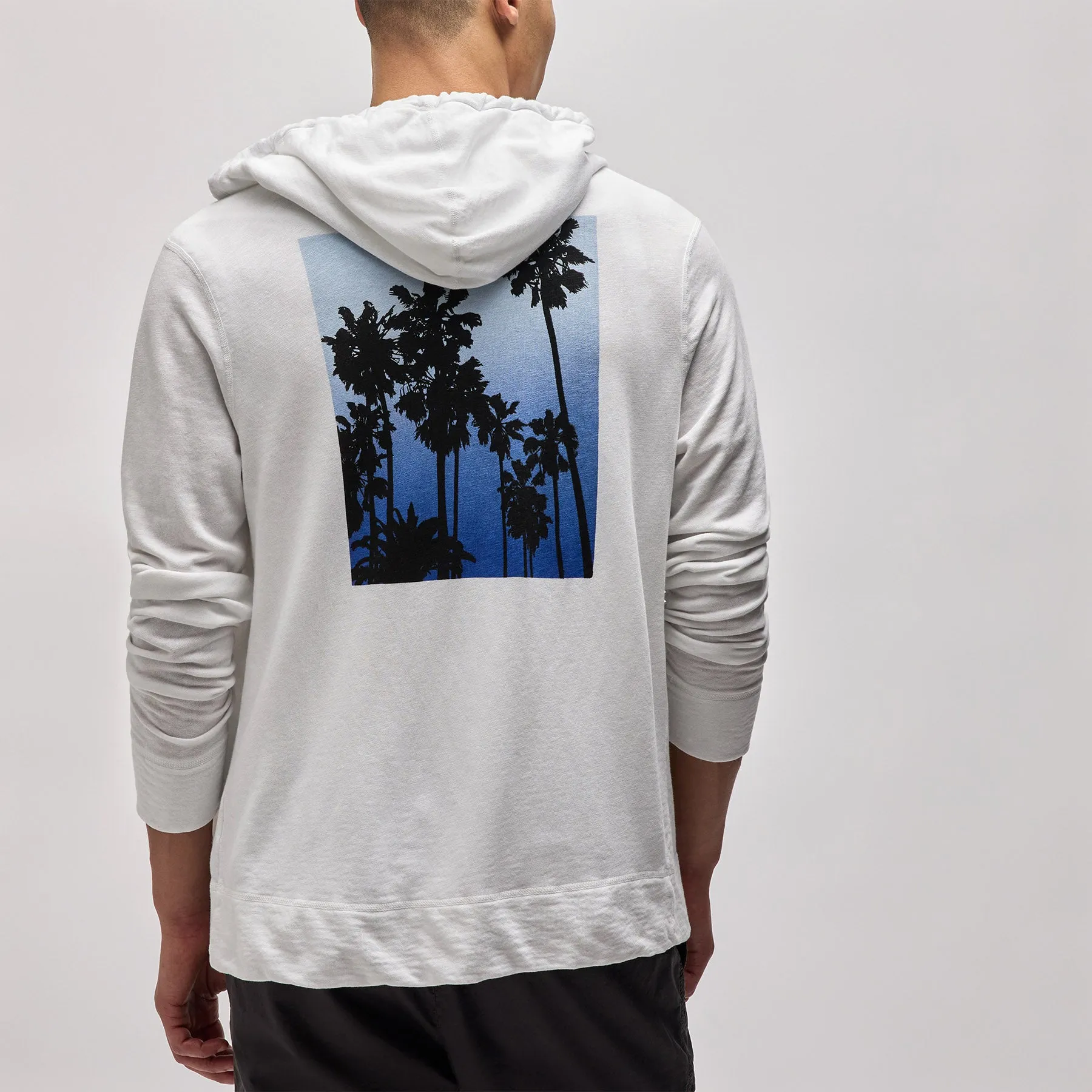 Ombrè Palms Graphic Hoodie - White/Blue