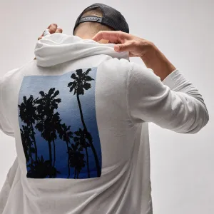 Ombrè Palms Graphic Hoodie - White/Blue