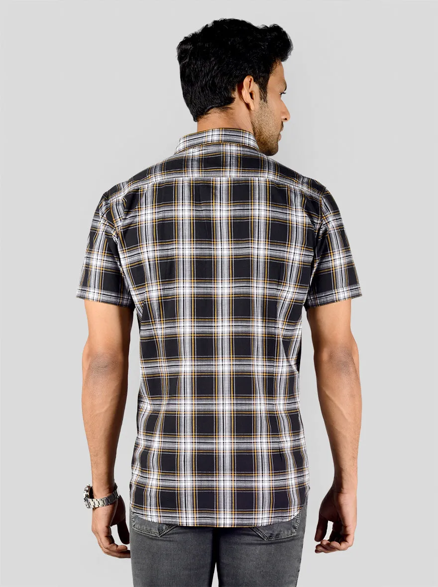 Phantom Black Checked Slim Fit Casual Shirt | JadeBlue