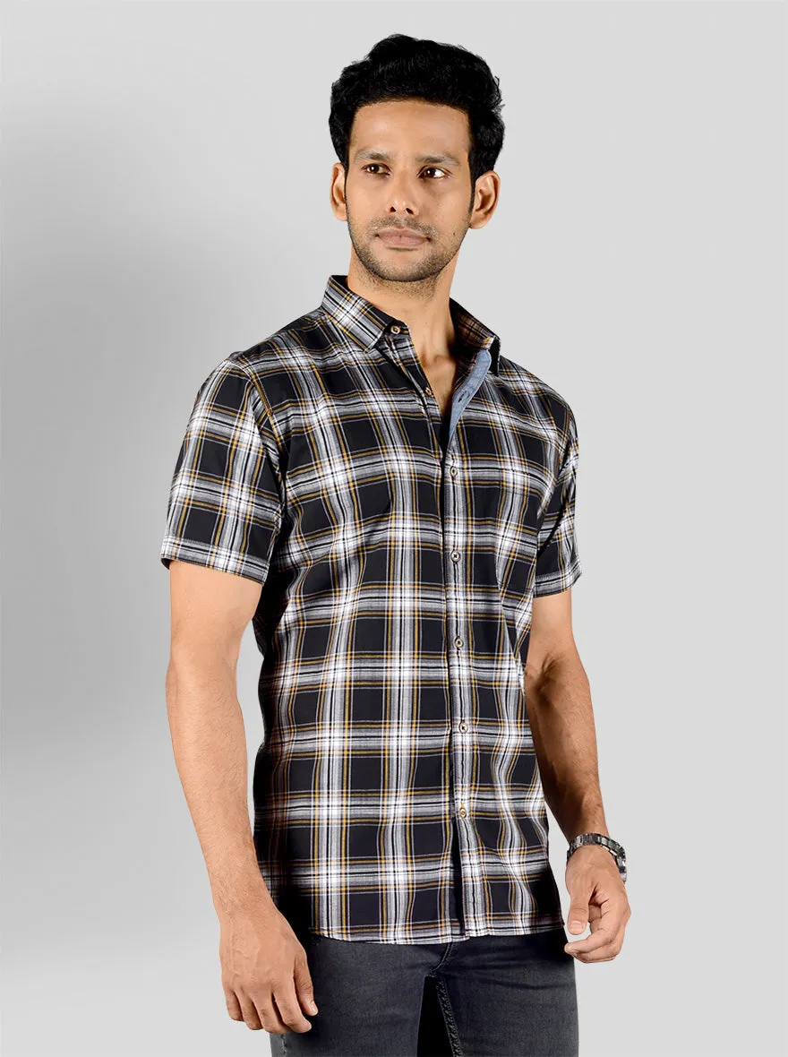 Phantom Black Checked Slim Fit Casual Shirt | JadeBlue