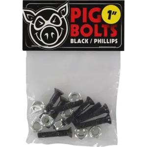 Pig 1" Phillips Bolts Black/Silver Set Hardware