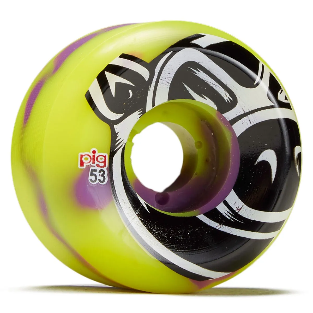 PIG WHEELS PIGHEAD SWIRL PURPLE/YELLOW CONICAL 101A (53MM)