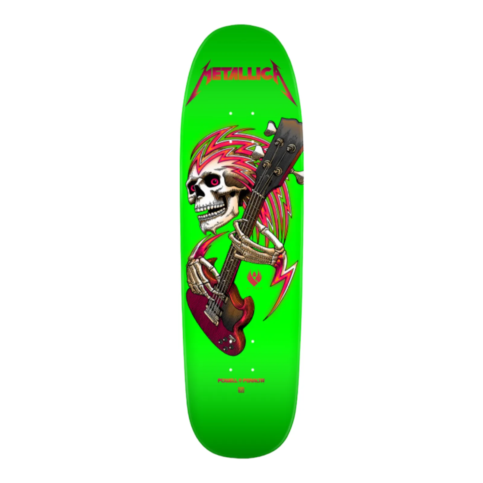 Powell Peralta Flight Metallica Collab Skateboard Deck Lime Green - 9.265”