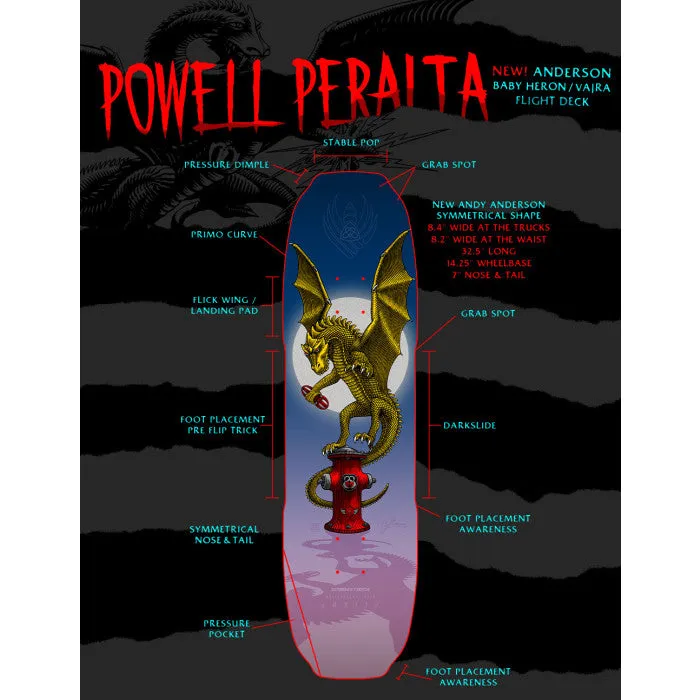 Powell Peralta Pro Andy Anderson Baby Heron (Vajra) FLIGHT® Skateboard Deck - 8.4”