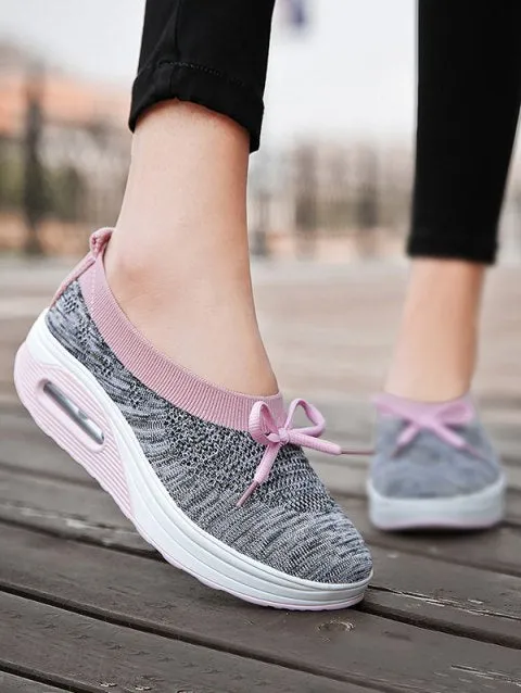 Pretty Breathable Bow Platform Sneakers