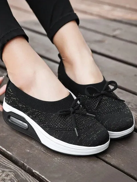 Pretty Breathable Bow Platform Sneakers