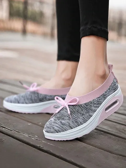 Pretty Breathable Bow Platform Sneakers