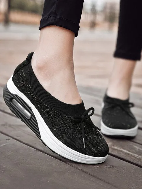 Pretty Breathable Bow Platform Sneakers