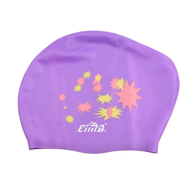 Printed Silicone Swimming Cap Waterproof Swimming Cap for Long Hair, Size:One Size(Purple)