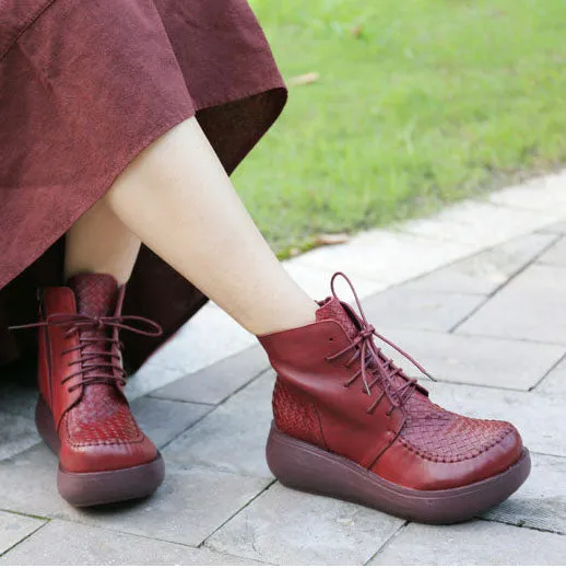 Retro Autumn Winter Wedge Heel Thick Retro Boots| Gift Shoes