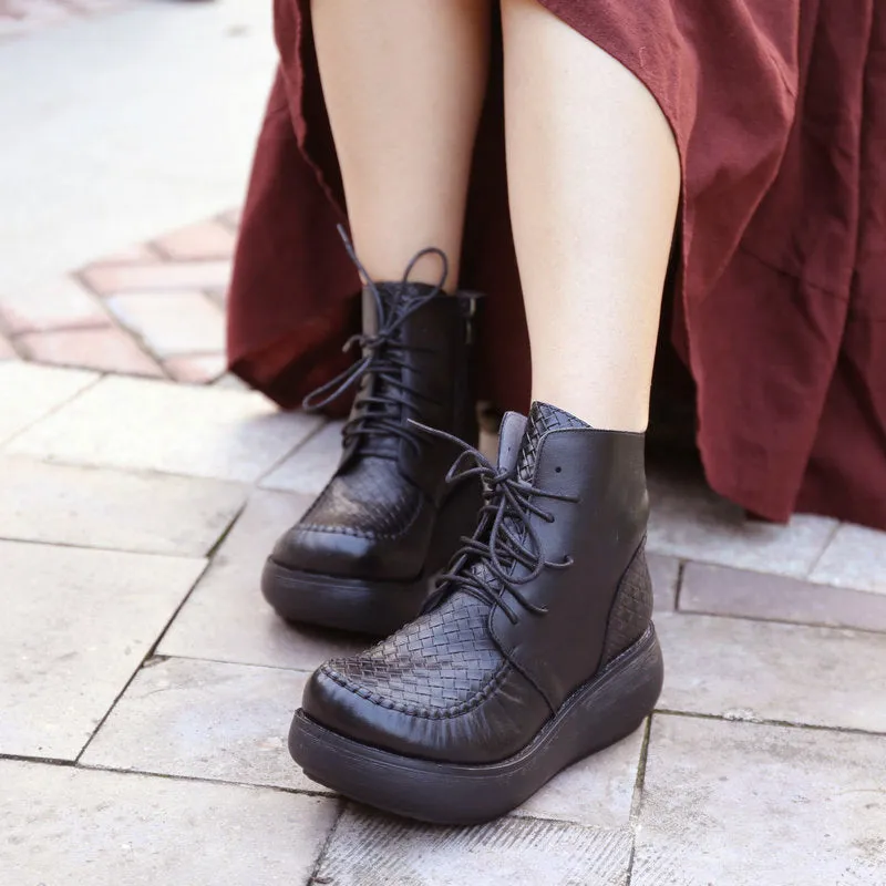 Retro Autumn Winter Wedge Heel Thick Retro Boots| Gift Shoes