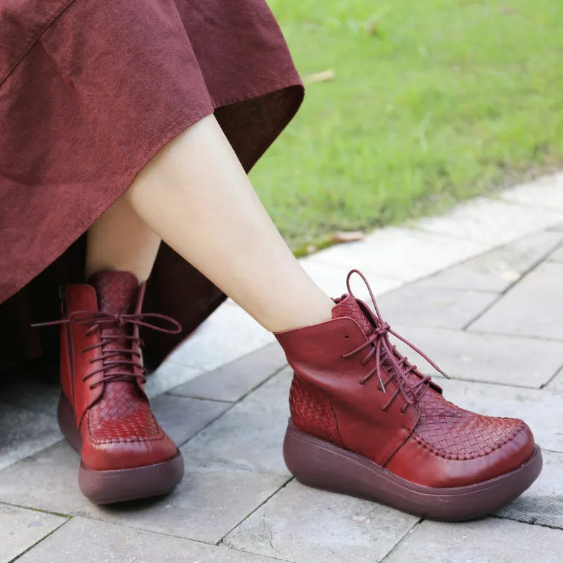 Retro Autumn Winter Wedge Heel Thick Retro Boots| Gift Shoes