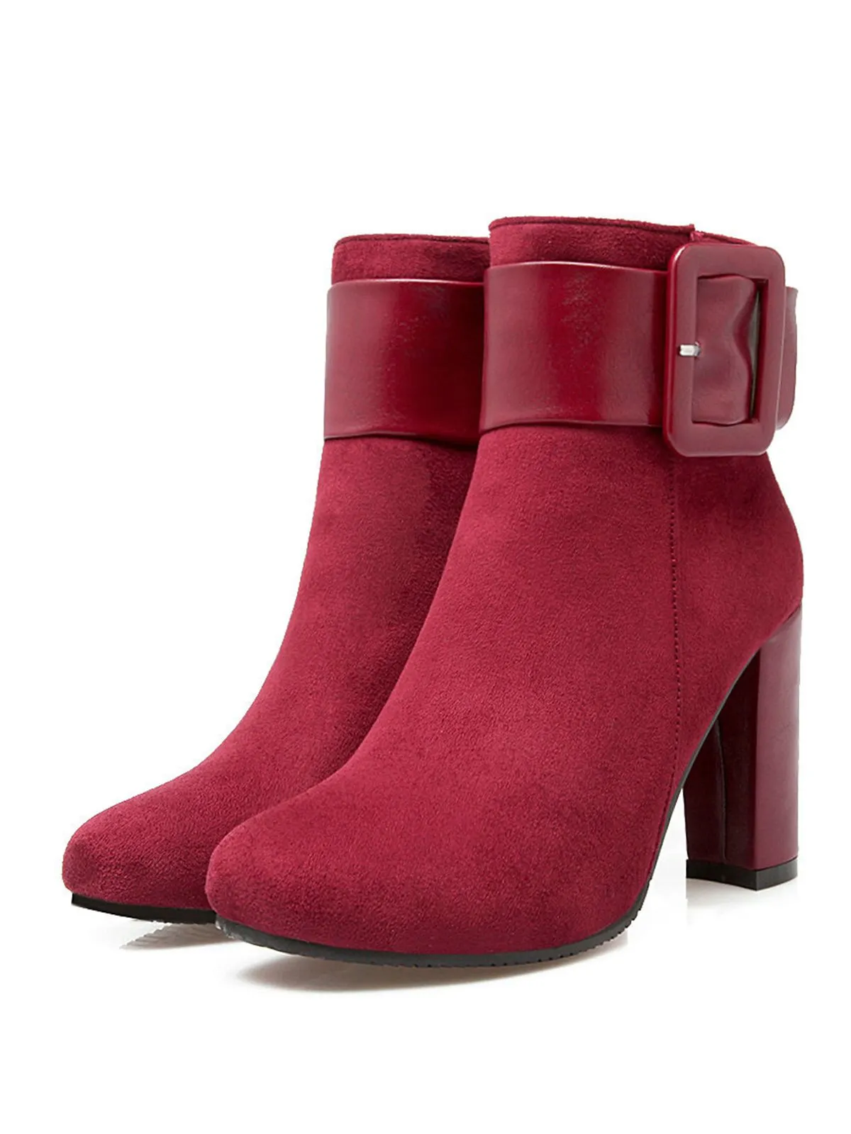 Retro Solid Thick Heel Short Boots