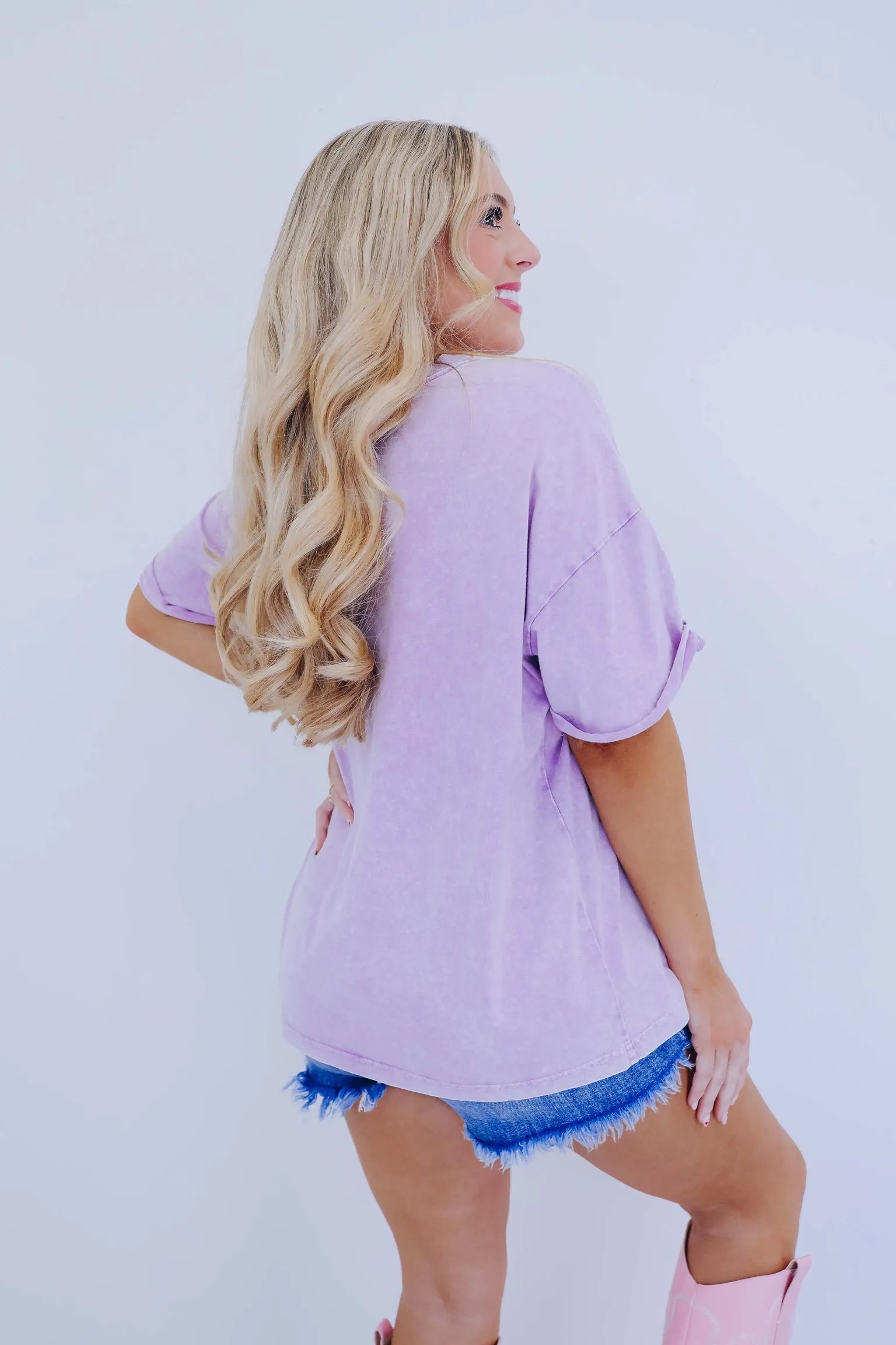 Ribbons & Bows Glitter Graphic Tee - Lavender